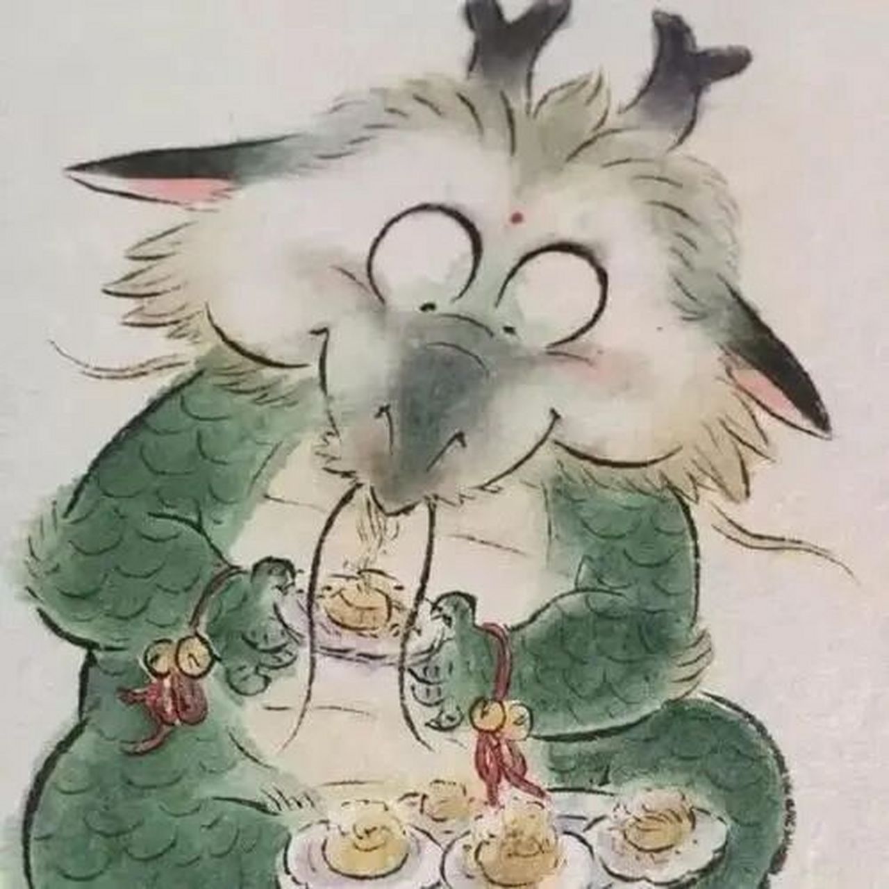 山海经凶兽之饕餮 饕餮(tāo tiè),别名老饕,狍鸮(páo xiāo),是