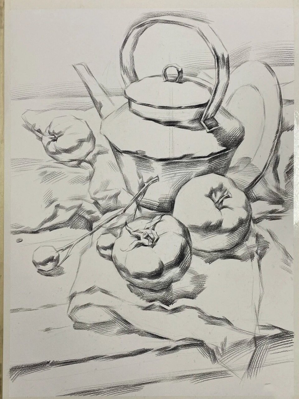 素描静物组合罐子苹果步骤图教程分享