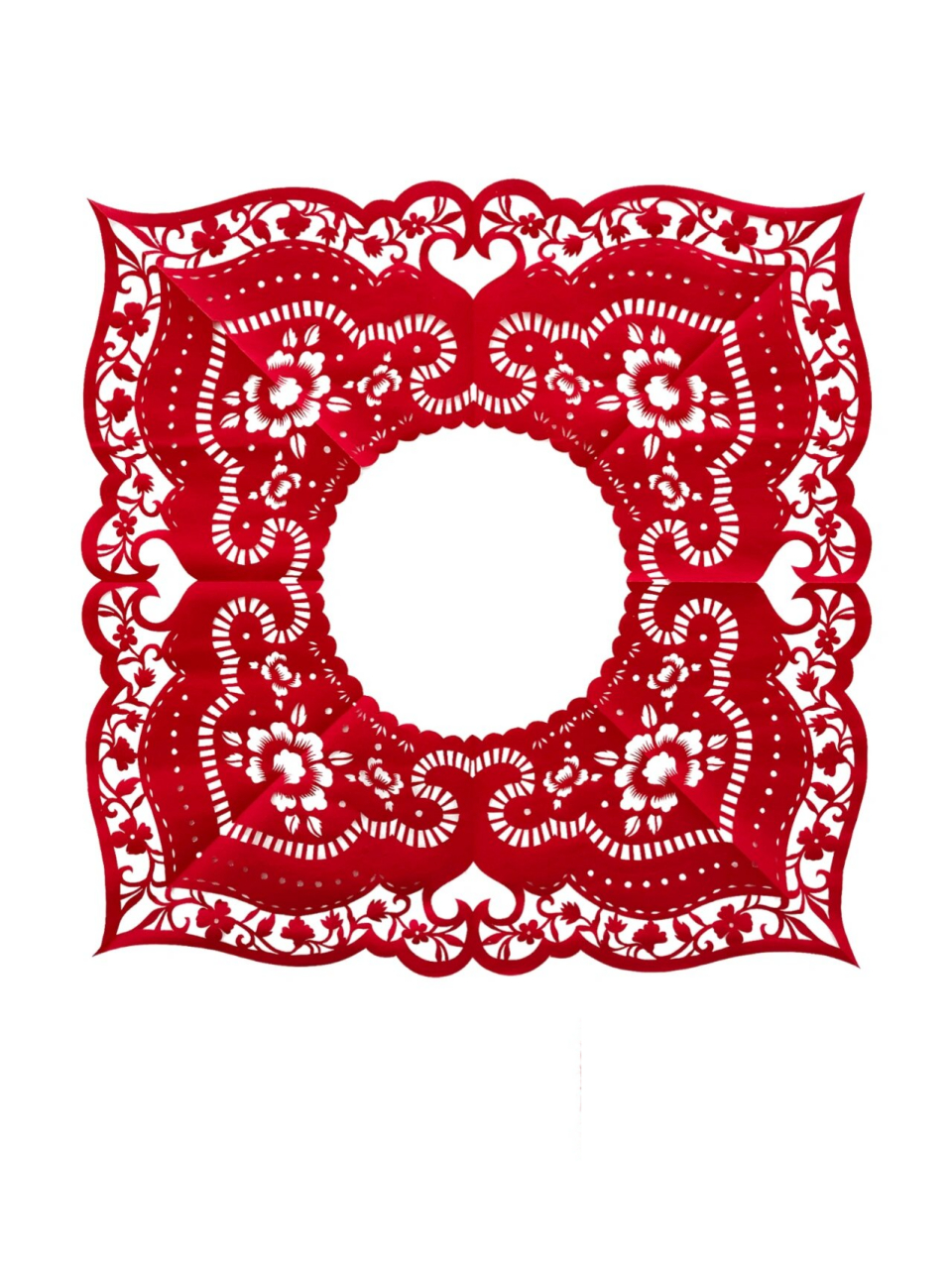 四合如意|云肩剪纸 云肩,也叫披肩,是古代置于肩部的装饰织物,最初