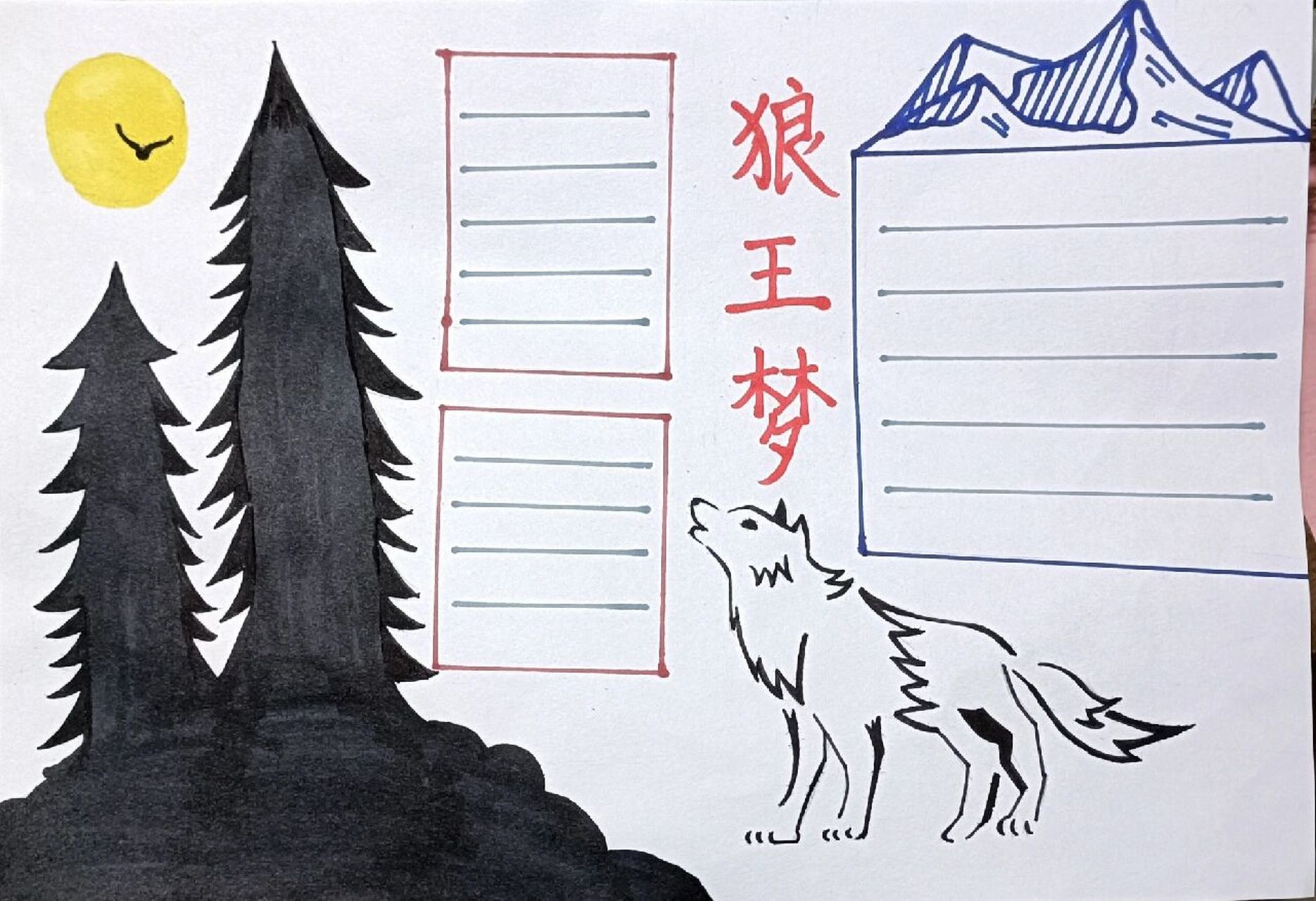 四年级《狼王梦》手抄报模板