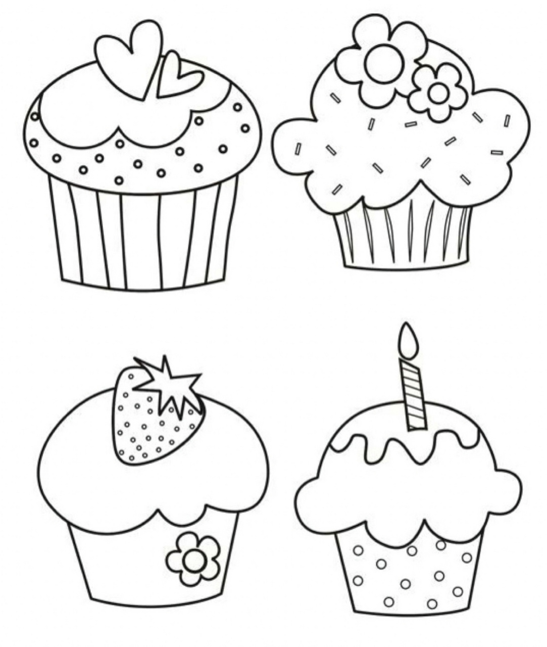 小蛋糕简笔画 纸杯蛋糕,有色77无色 #简笔画教程