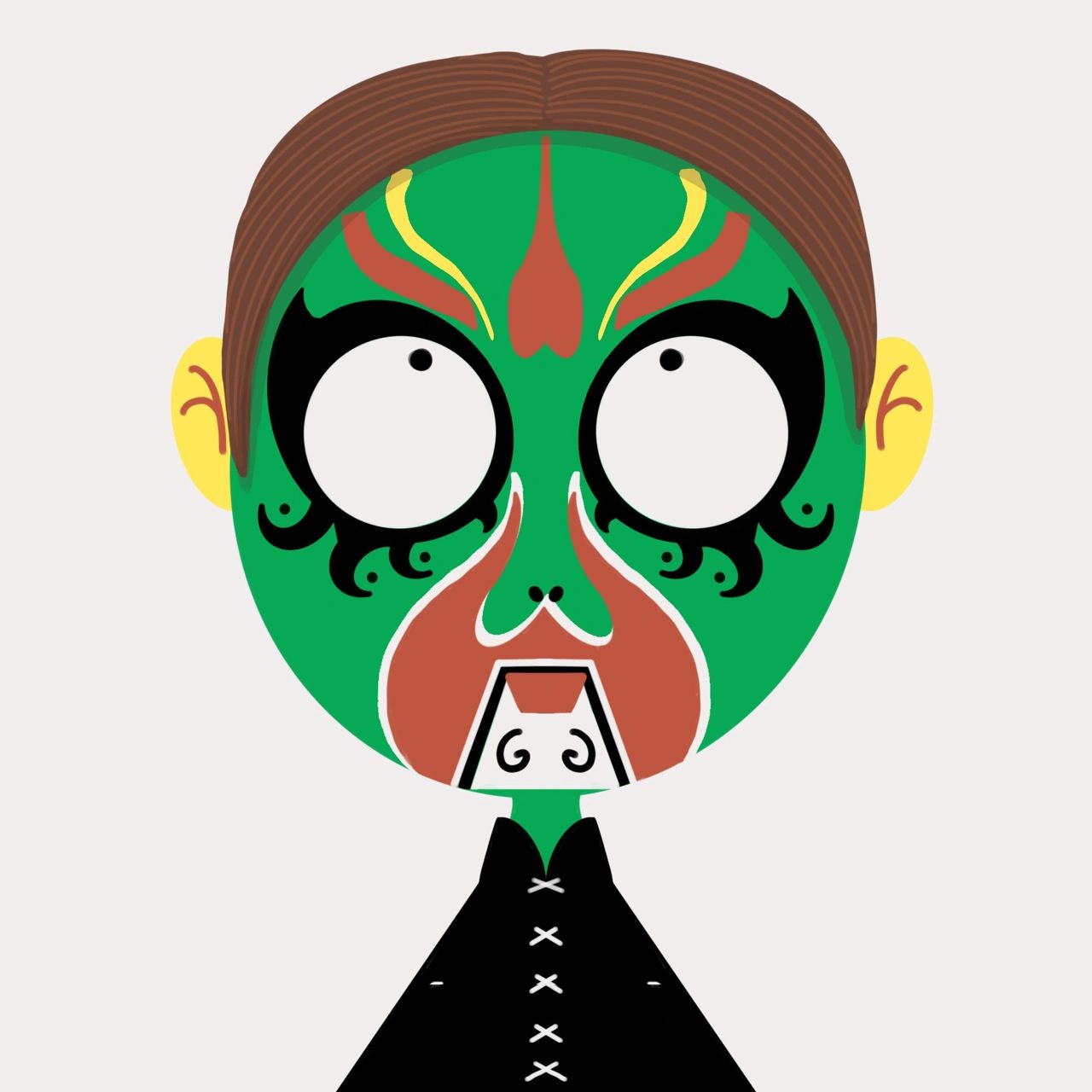 京剧q版脸谱设计非遗传承设计【1】 以脸谱花纹为原型,把人物q版化,有