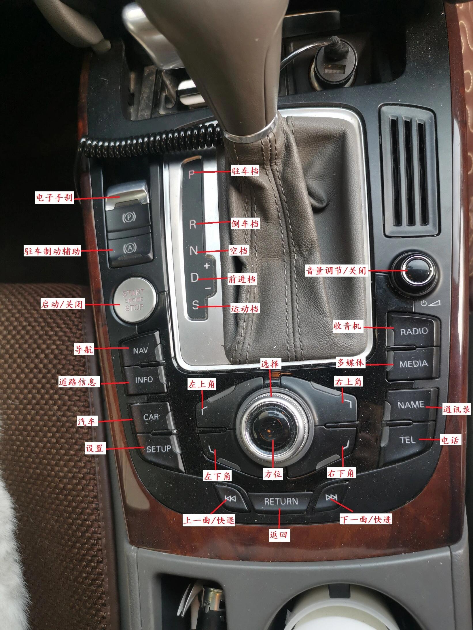 09款奥迪a4l中控按键解析