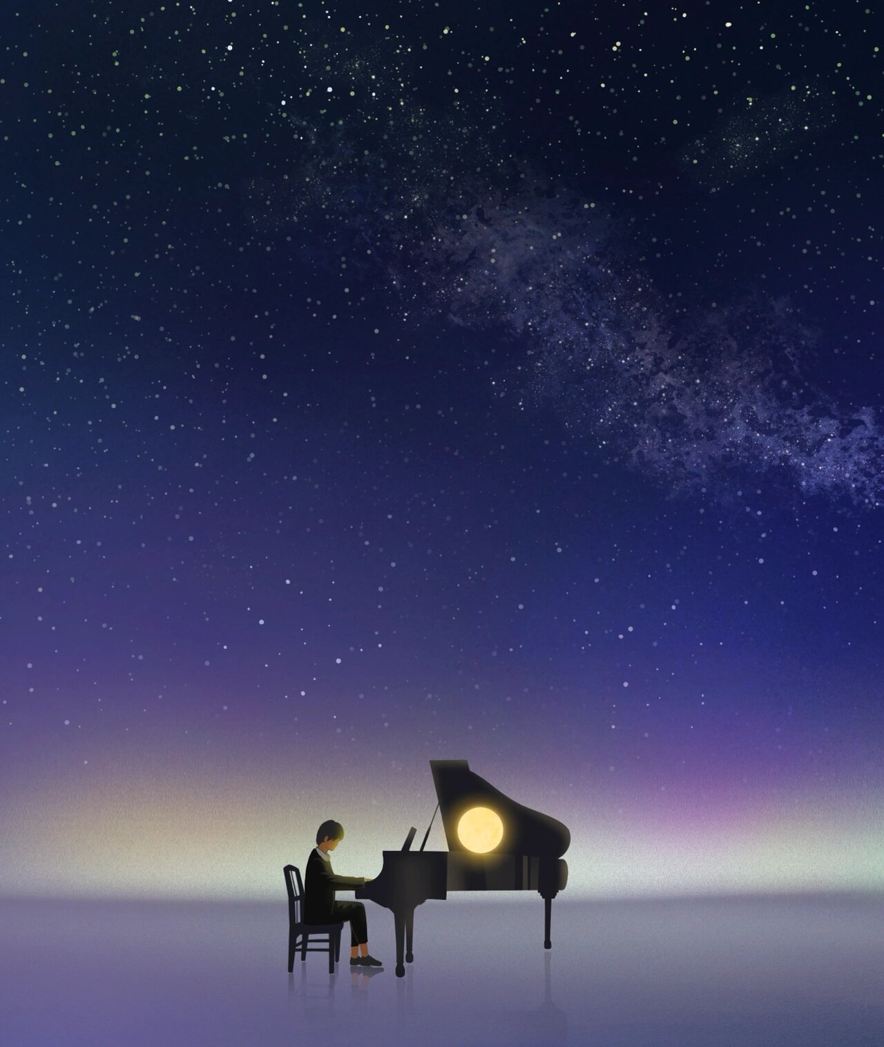 【原创插画】星空下的钢琴师 音乐会海报