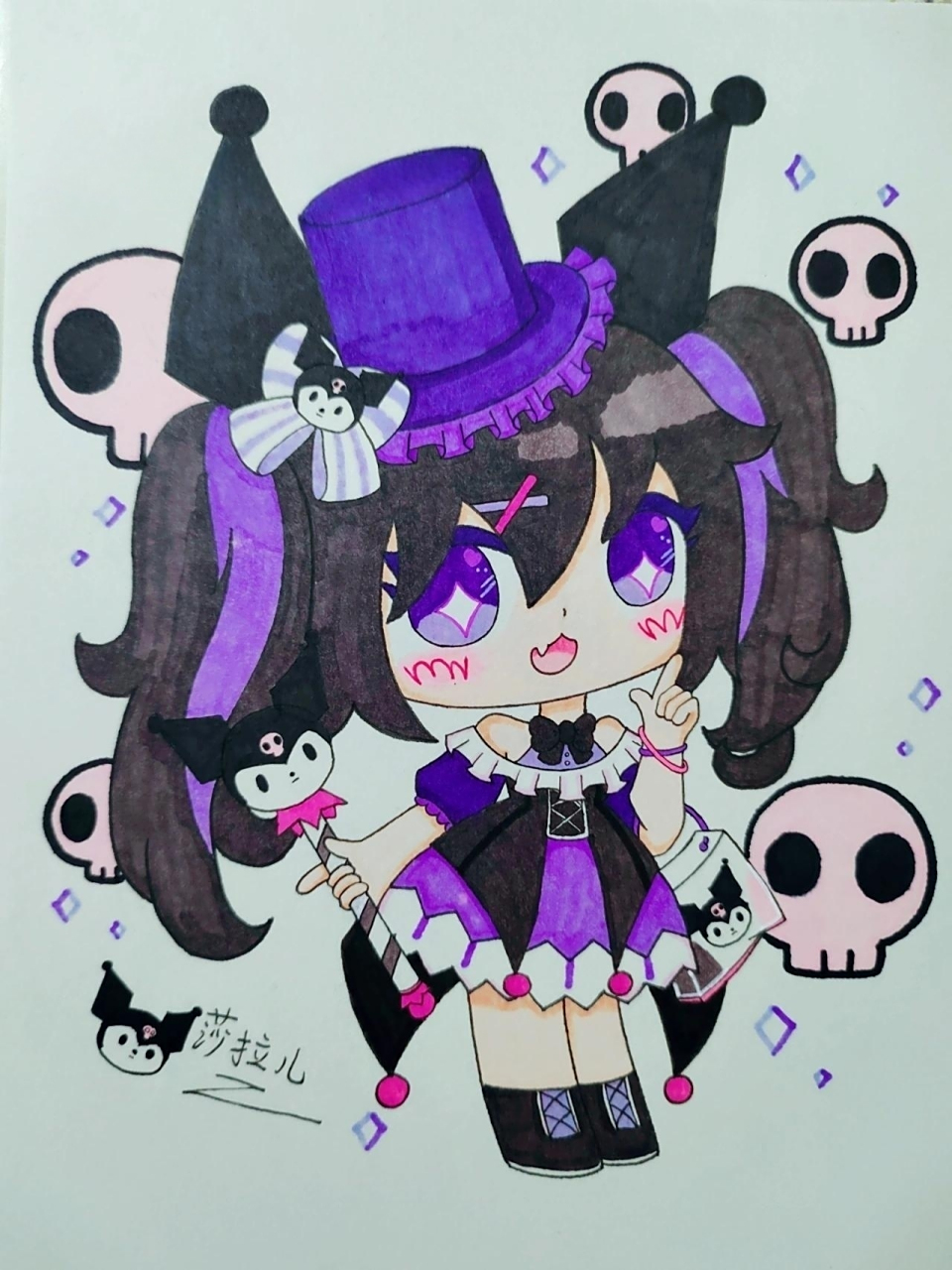 迷你世界库洛米拉沙儿(原创手绘) 这可能是我暑假最后一次更新了 开学