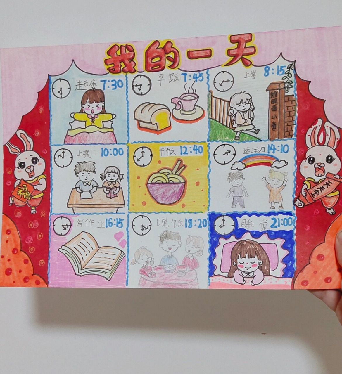 我的一天 小学一年级手抄报 学校手抄报