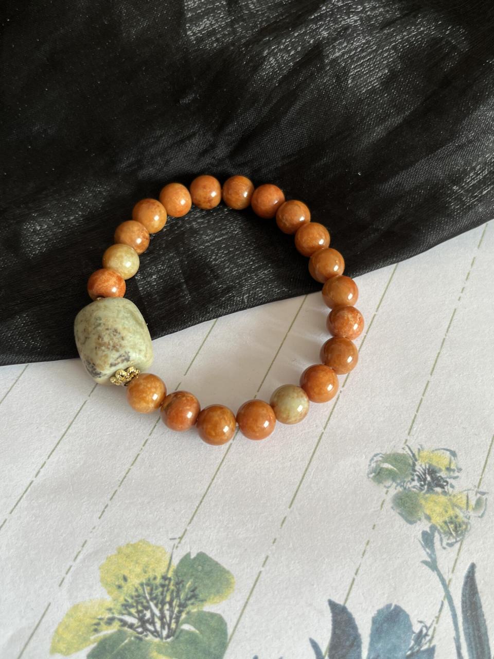 高货·河磨玉火燎皮细油皮手串 8mm  可以盘玩玉化 养成系串串 这个料