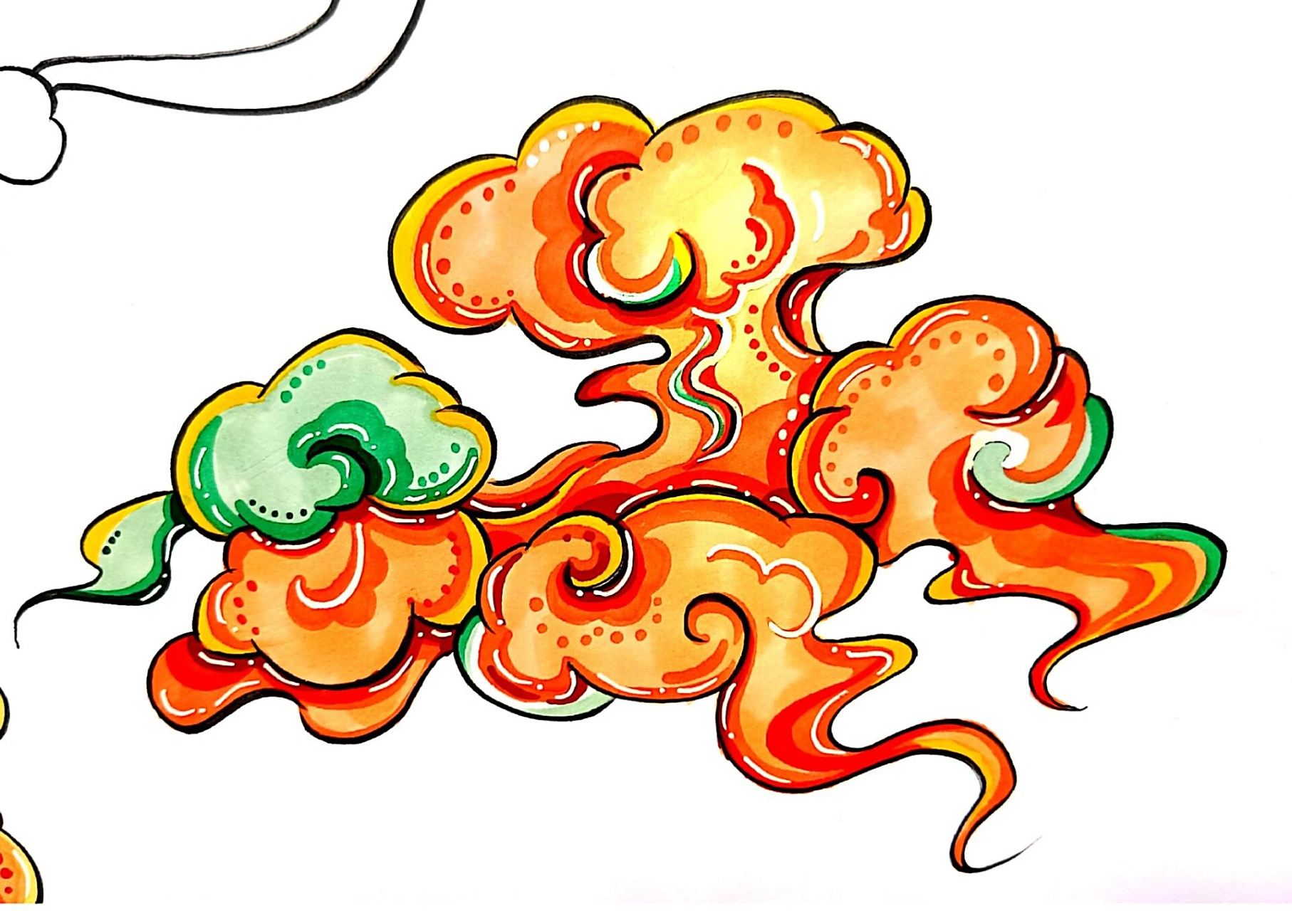 马克笔手绘78祥云7815画法78云朵素材大全