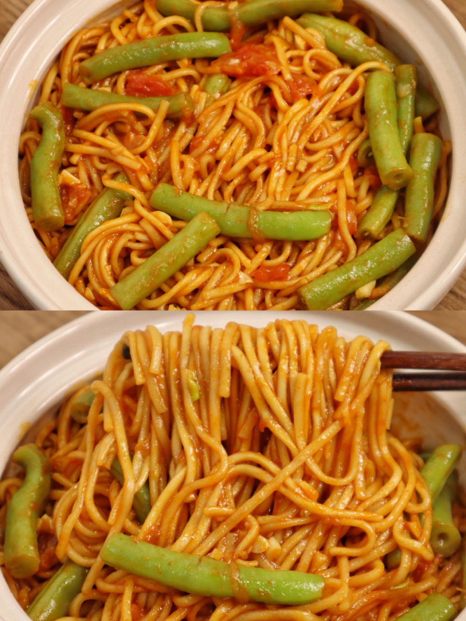 这个家常番茄豆角焖面真的太好吃啦,主要是简单又省事,一锅搞定饭和菜