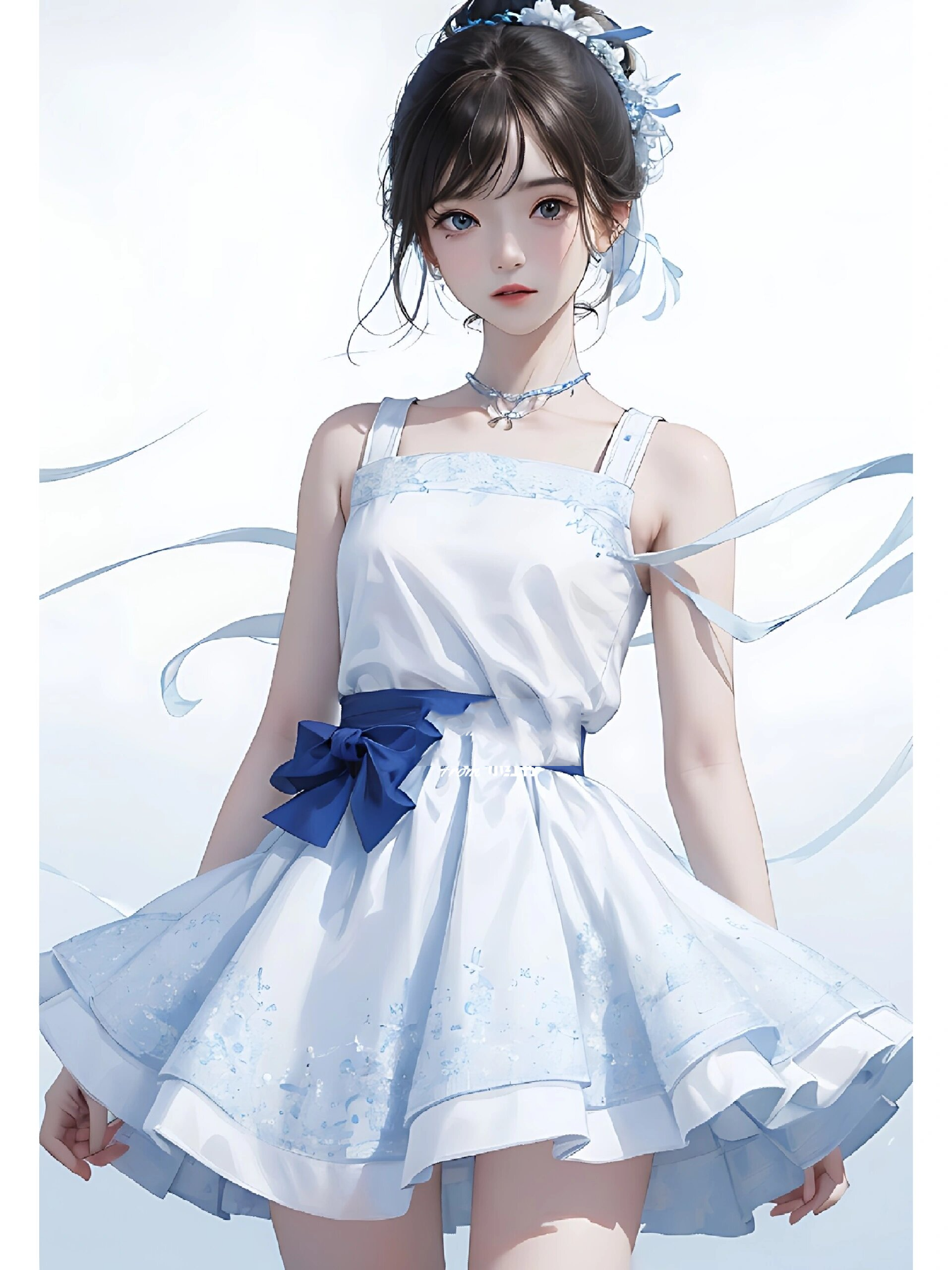 青花瓷|美少女 手机壁纸头像背景图片 创作灵感来自于青花瓷的花纹和