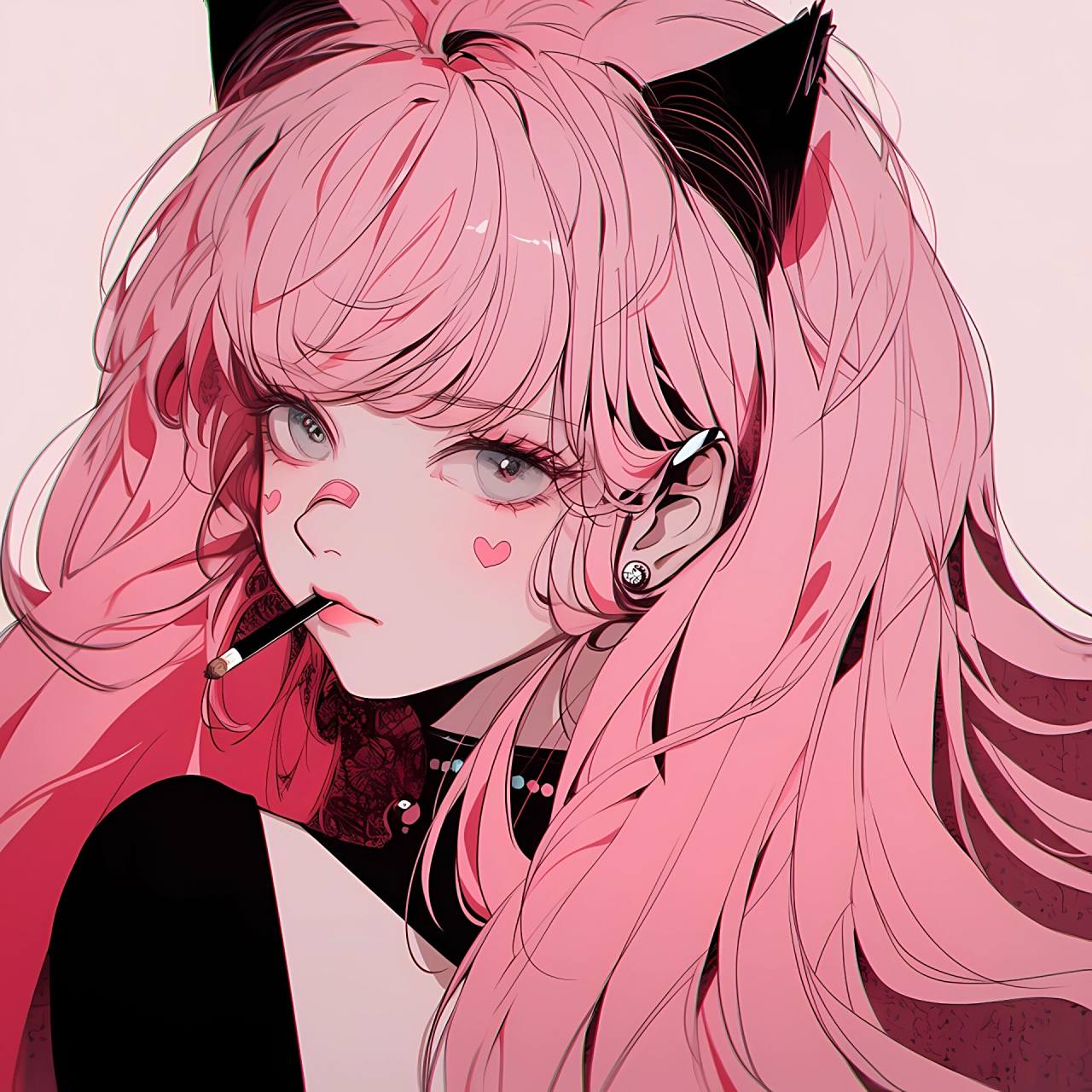 旧漫头像‖甜酷粉色猫女头像