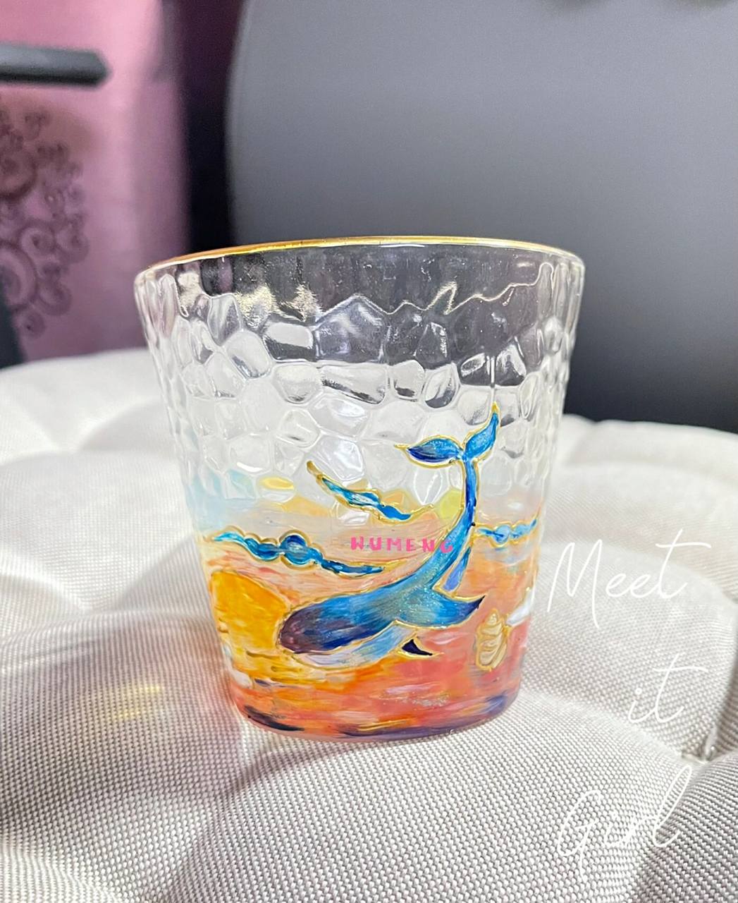 玻璃杯彩绘|鲸鱼95手绘画 金丝玻璃杯彩绘 绘画工具分享:玻璃画颜料