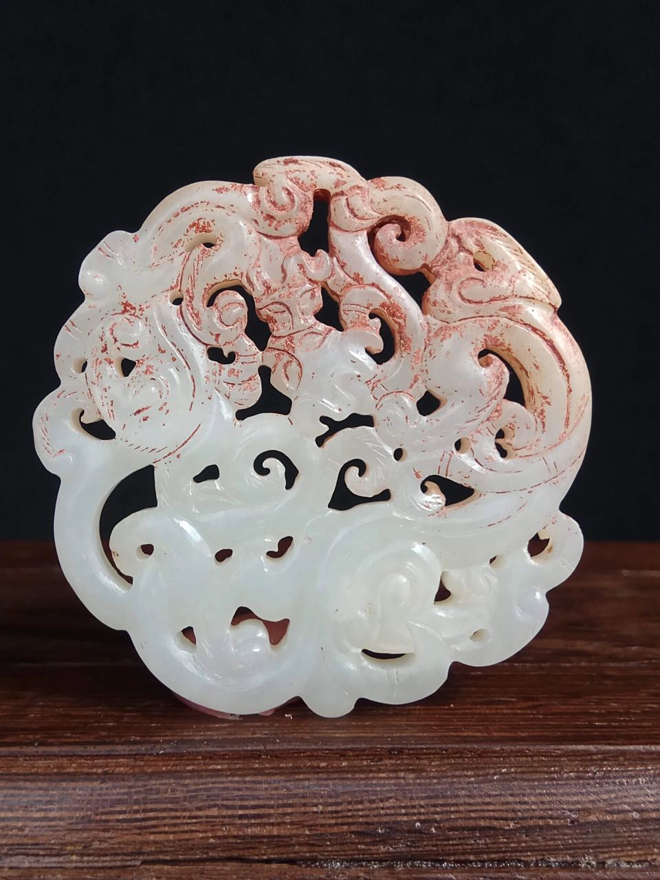 高古玉战汉玉器 汉代老和田白玉 双龙纹玉佩 【子母螭龙纹玉佩】 3999