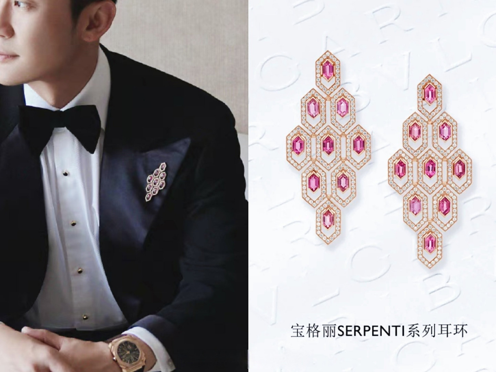 李晨# 昨天华表奖,晨晨的服饰,宝格丽耳环 allen xie礼服,完美身材