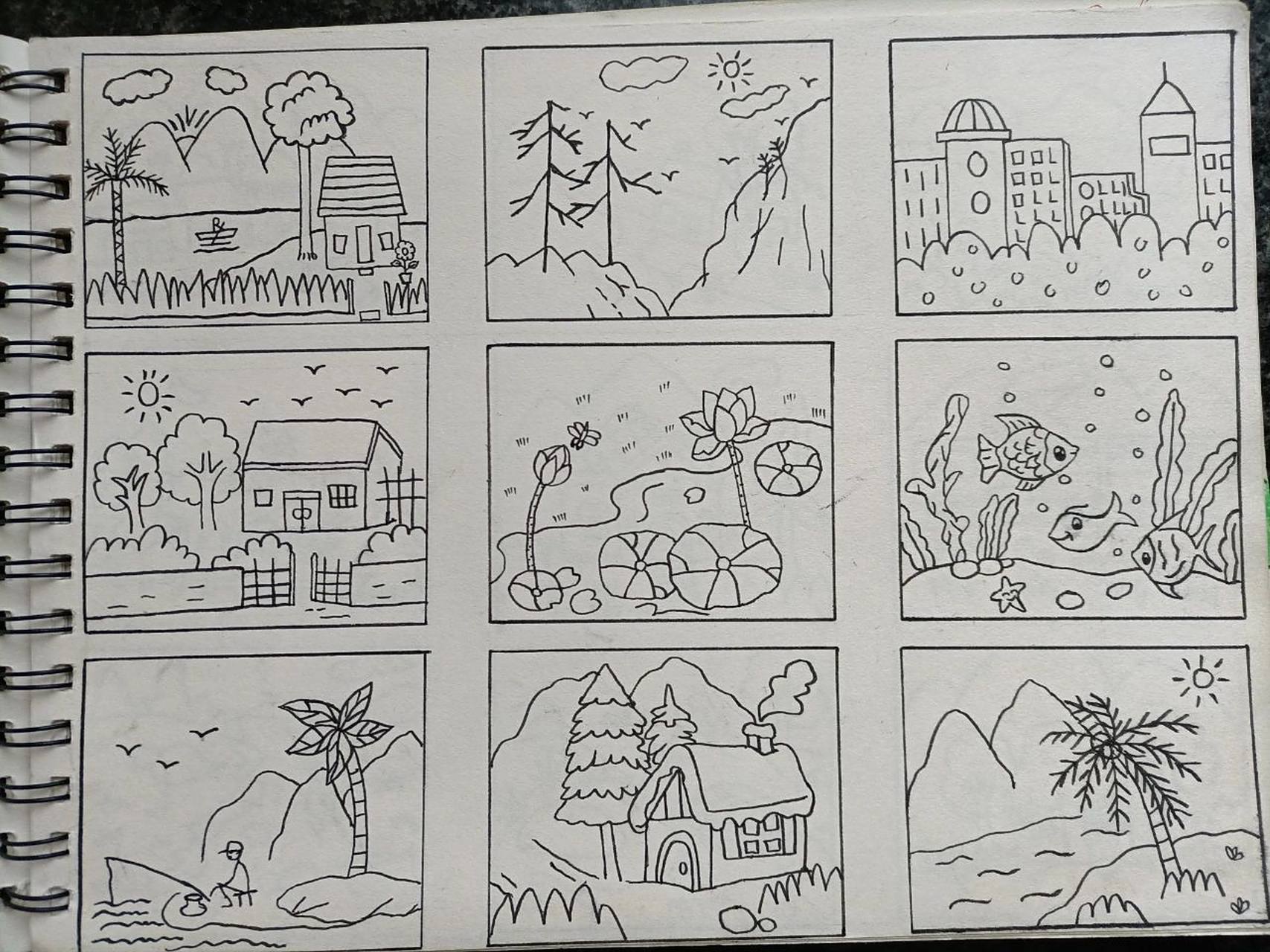 风景简笔画 有关风景的一些简笔画,嘻嘻o( 795179 )o