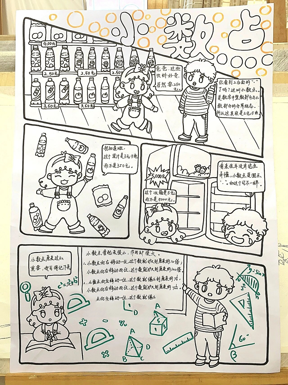 数学四格漫画——小数点 外加 克与千克 手抄报