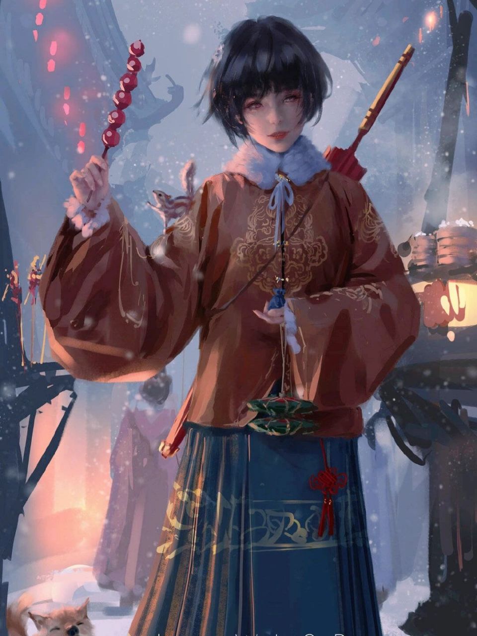 素材整理—鬼刀壁纸④ 鬼刀小绿,大爱这个古风造型!