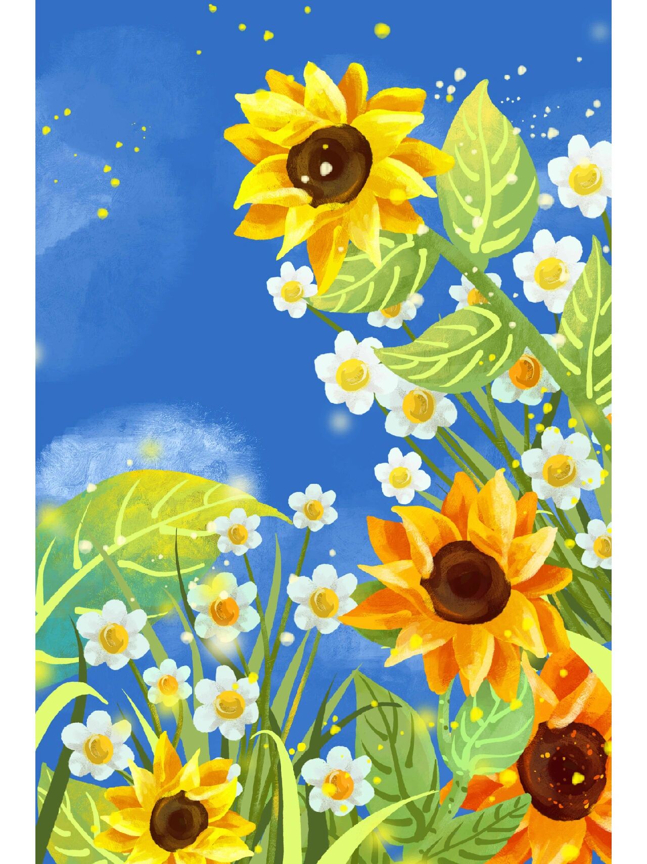 超美手机插画壁纸|向日葵壁纸 1,向日葵失去了太阳,就是失去了旋转的
