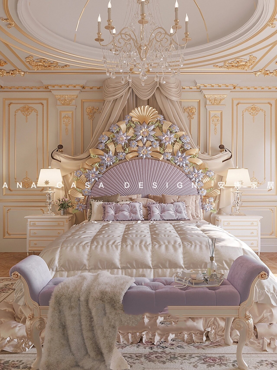 法式宫廷公主卧室92宛如睡在公主的城堡里 喜欢这样奢华感满满的