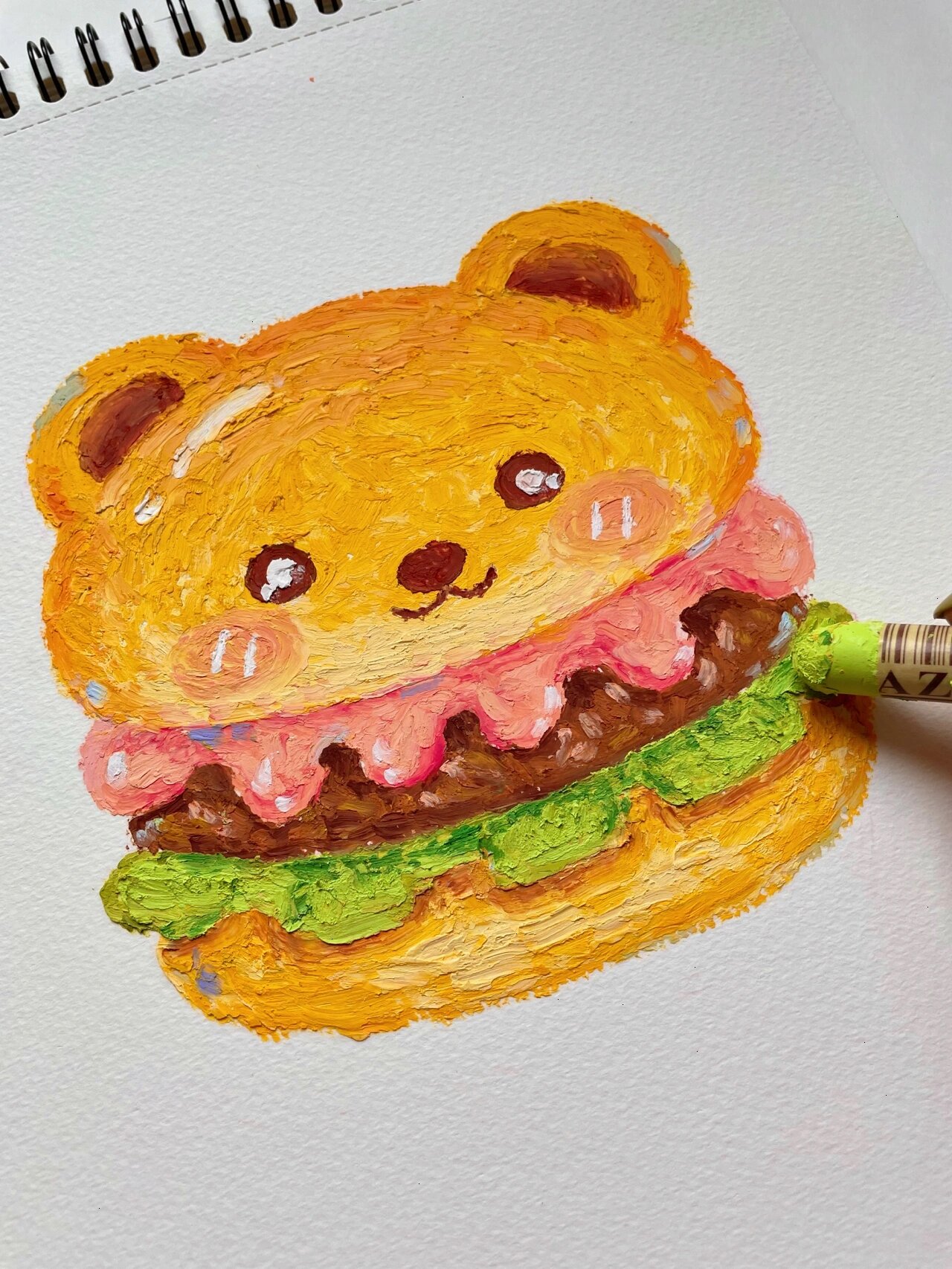 油画棒 | 小熊汉堡92