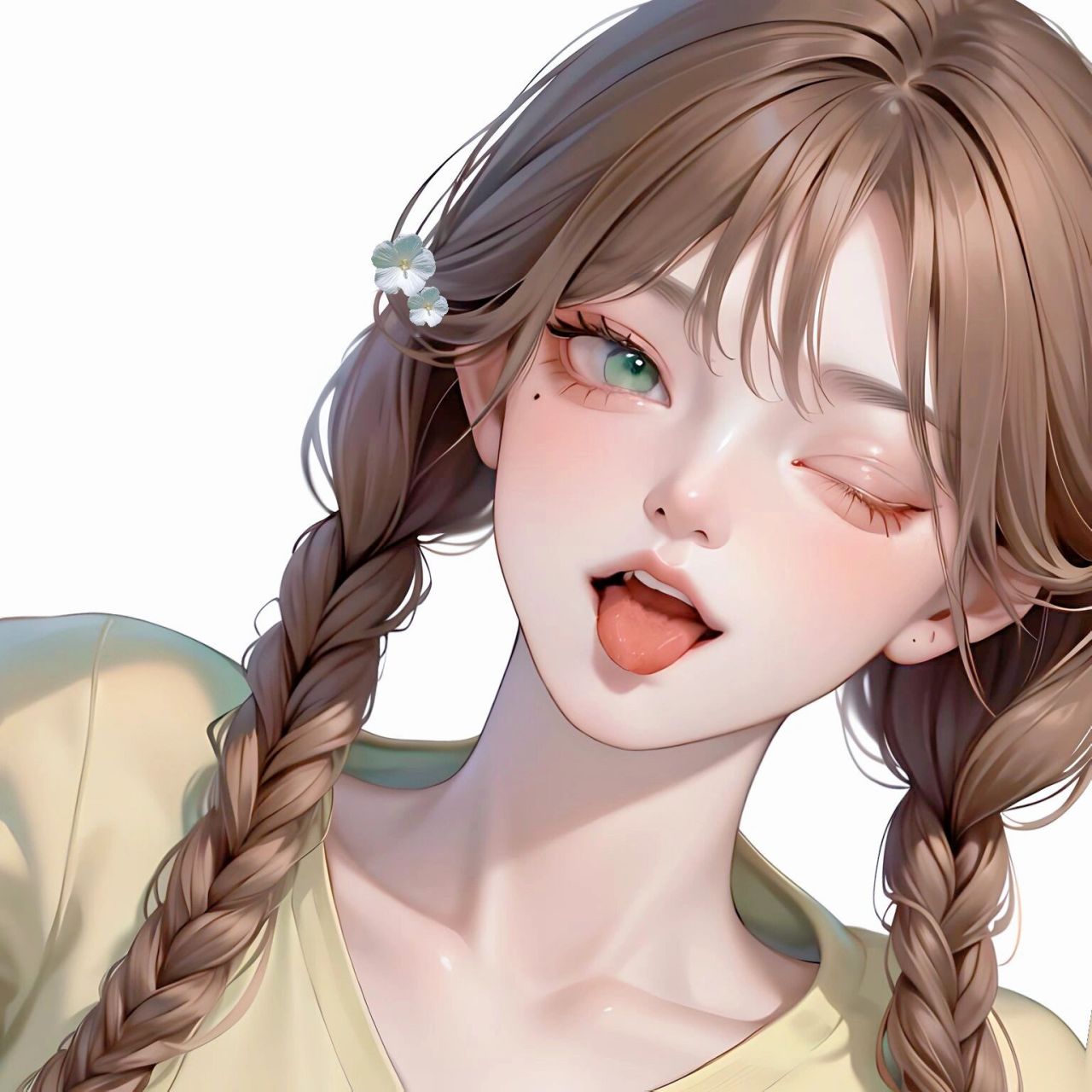 麻花辫少女系列头像  喜欢的宝子们自截哦