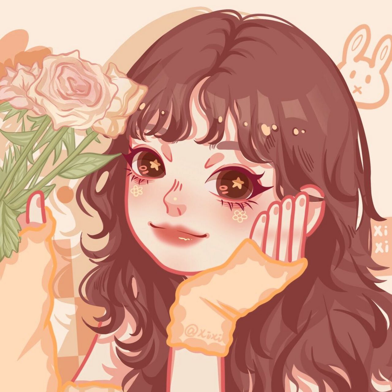 都在画春天的卡通头像让我也来蹭蹭[照相机](附线稿) 这张暖色系感觉