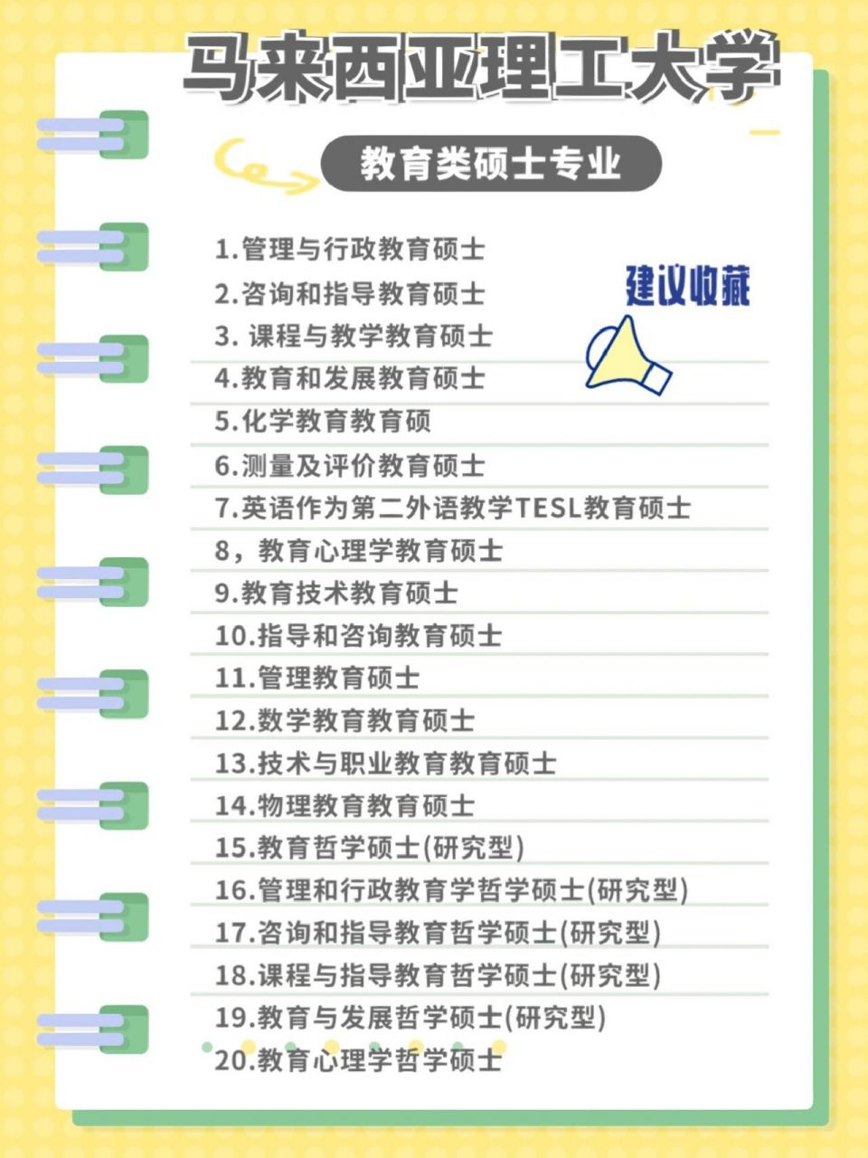 馬來西亞理工大學教育學碩士專業集合 馬來西亞理工大學教育專業在全