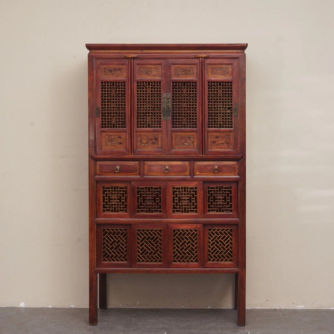 晚清楸木老茶柜老碗柜老橱柜古董老家具收藏 清晚期的老老橱柜 雕工