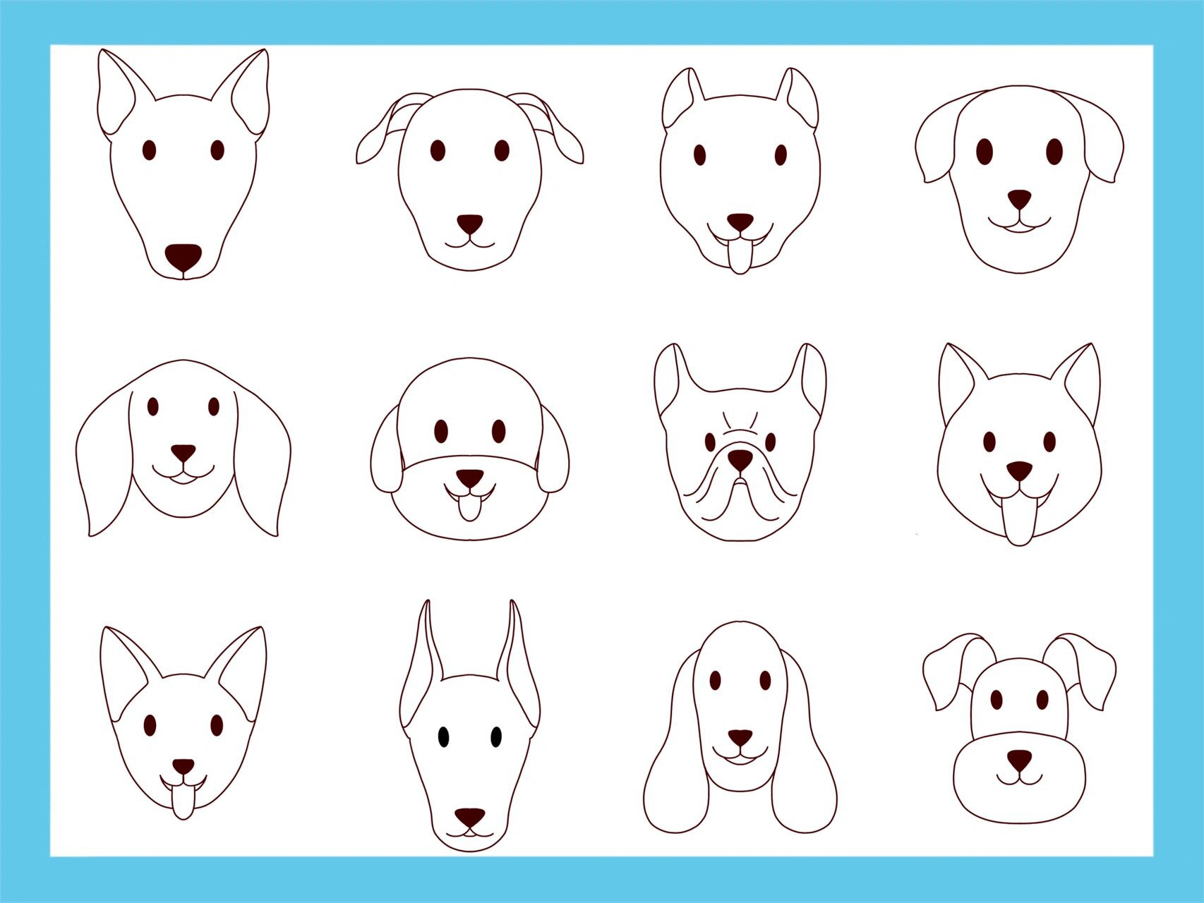 47.狗狗头像简笔画【绘画过程】