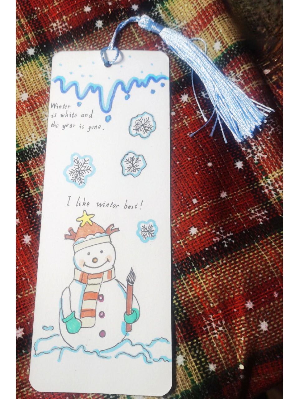 英语秋季手抄报十雪人书签 孩子的周末作业