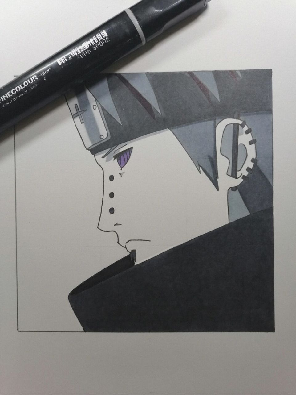 佩恩教程 #火影忍者# #手绘教程# #佩恩# 一代米抗几楼