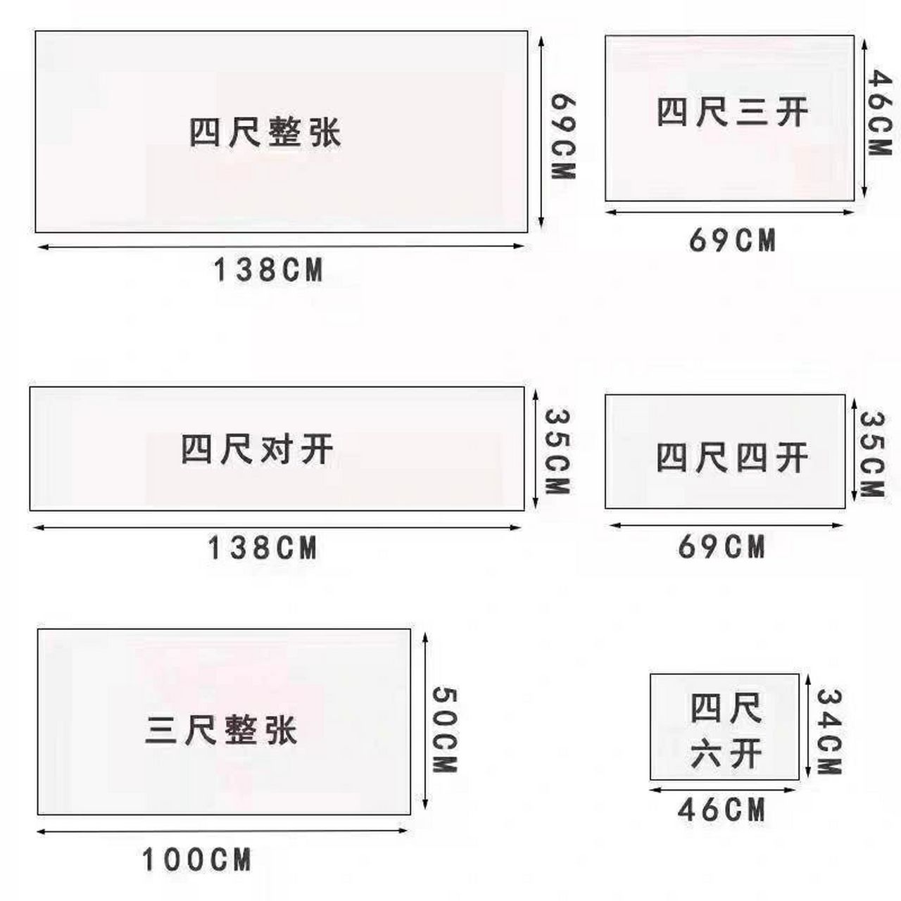 国画基础:宣纸尺寸    #