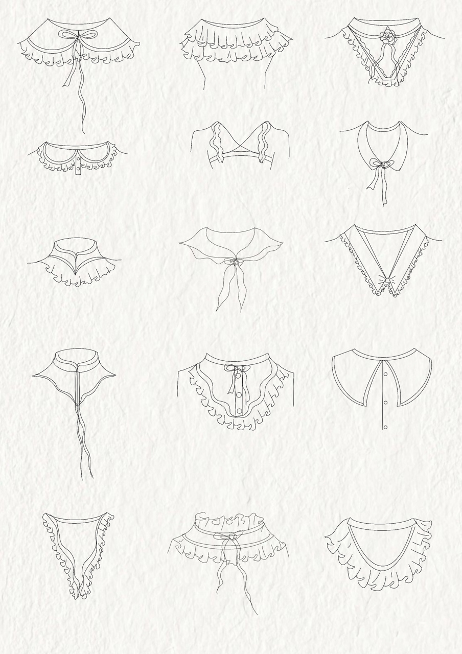 服装设计款式图|衣领