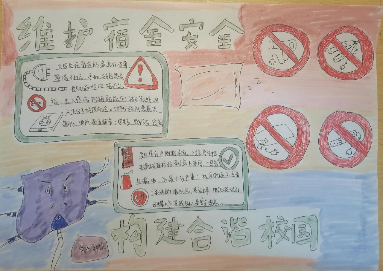 新鲜出炉的宿舍安全手抄报
