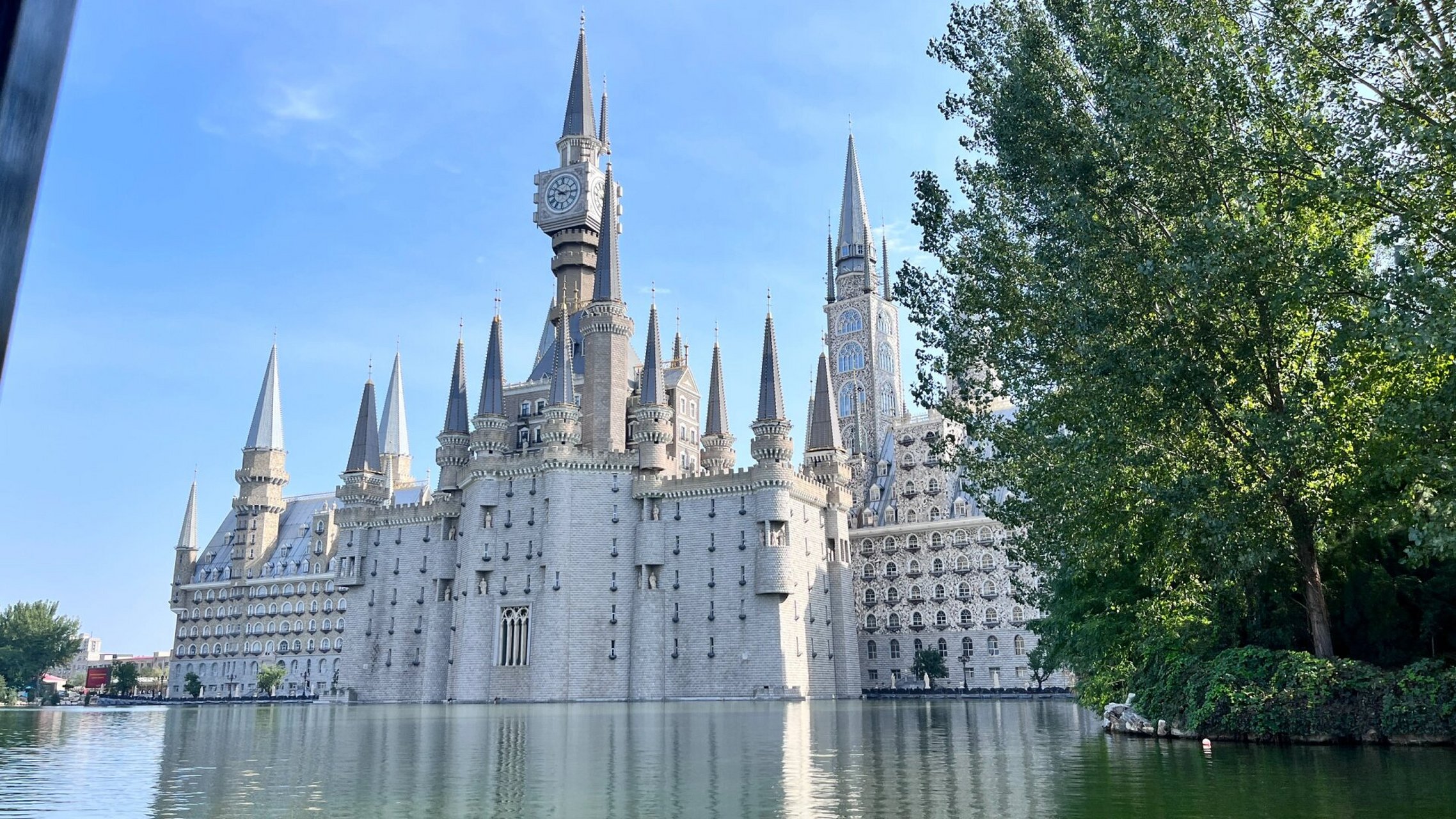 有魔法城堡,有森林,有黑天鹅,有精灵小鹿,竟然还有孔雀,中西合璧的