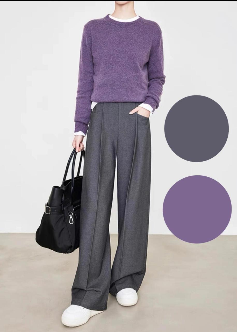 紫色灰色的配色高雅时尚很难不爱紫色毛衣啊  紫色灰色的搭配在服装