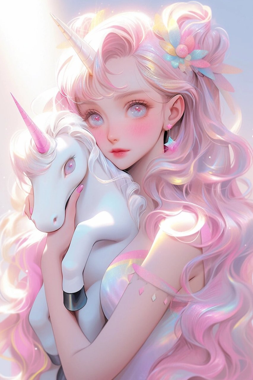 甜心壁纸06彩色梦幻独角兽少女 我可不是小乔哦