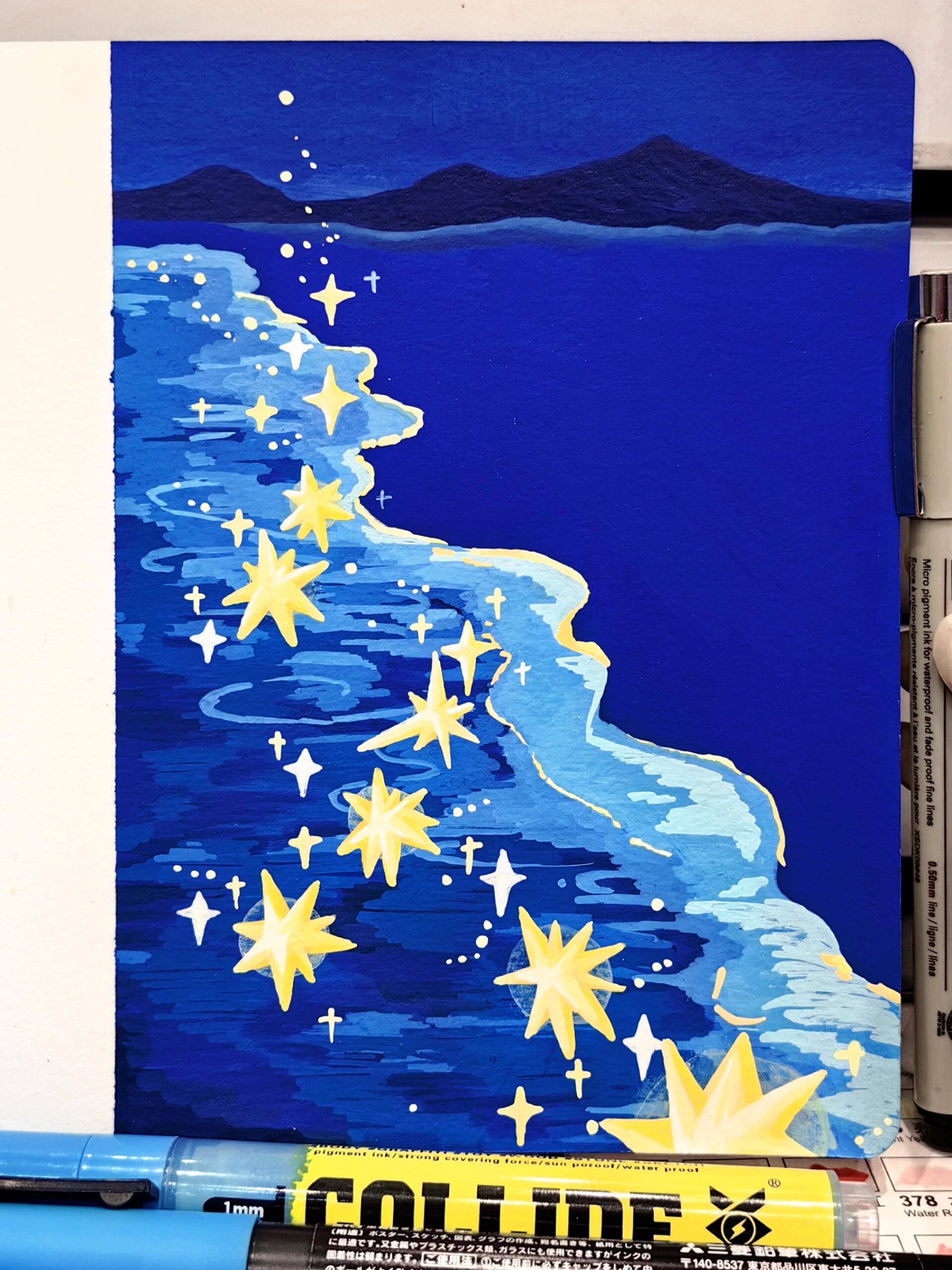 丙烯马克笔 | 繁星(附步骤