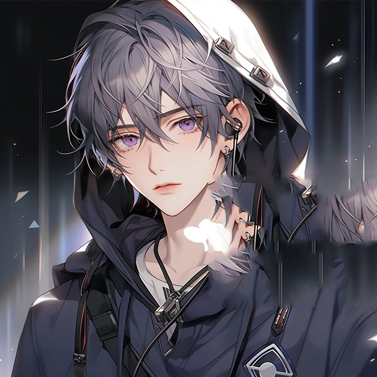 男生头像|紫发连帽外套帅气高冷校草