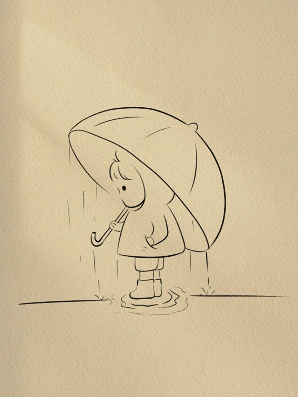 简笔画,附过程‖(5) 一个人撑伞的日子也要顺顺利利 临摹 #简笔画