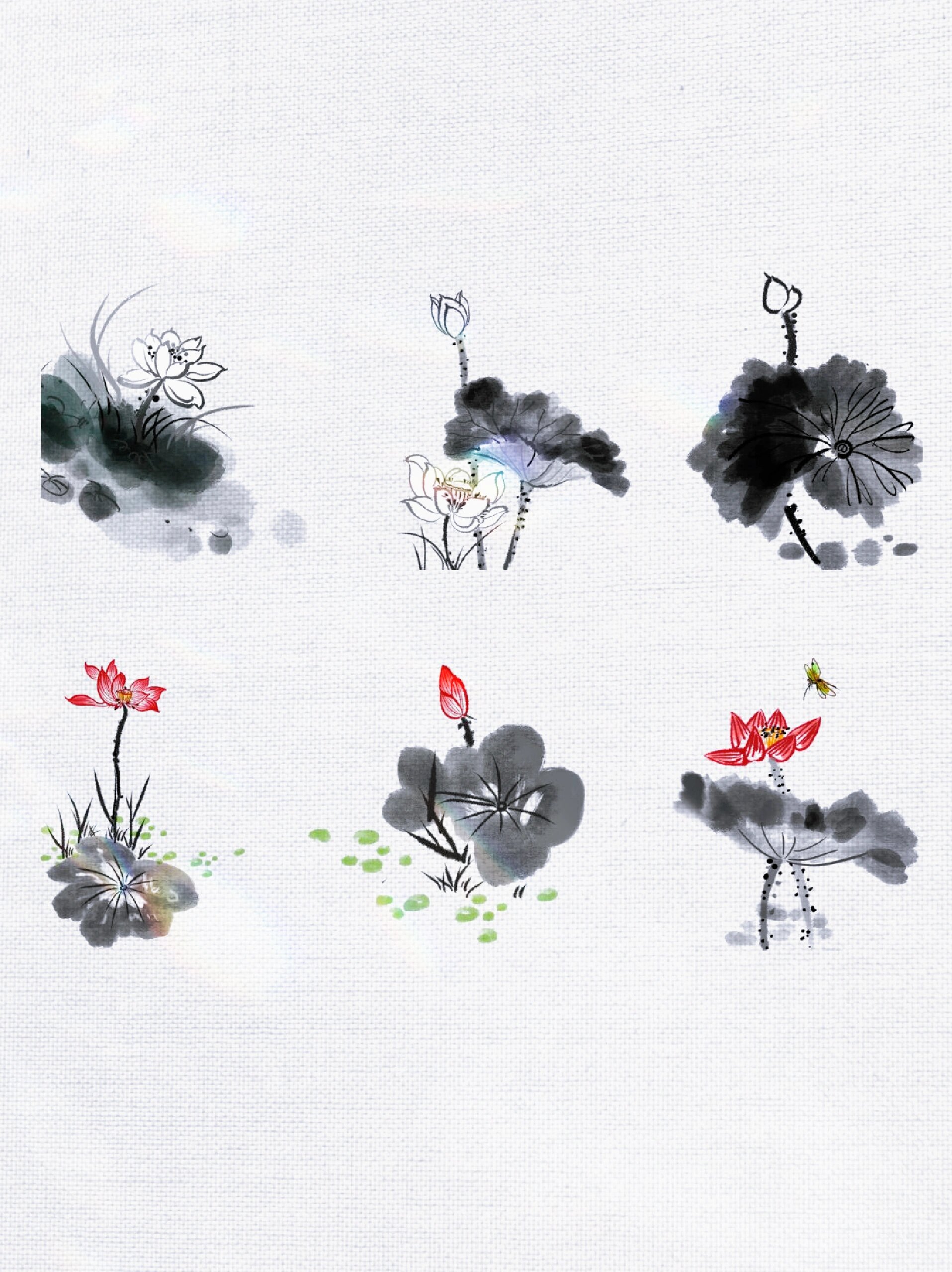 免抠素材|处暑节气国风水墨画荷花素材73