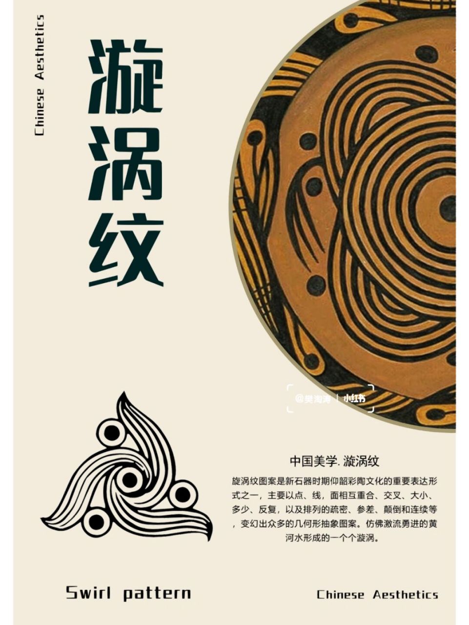 中国纹样.漩涡纹🇨🇳 🌸漩涡纹图案是新石器时期仰韶彩陶文化的