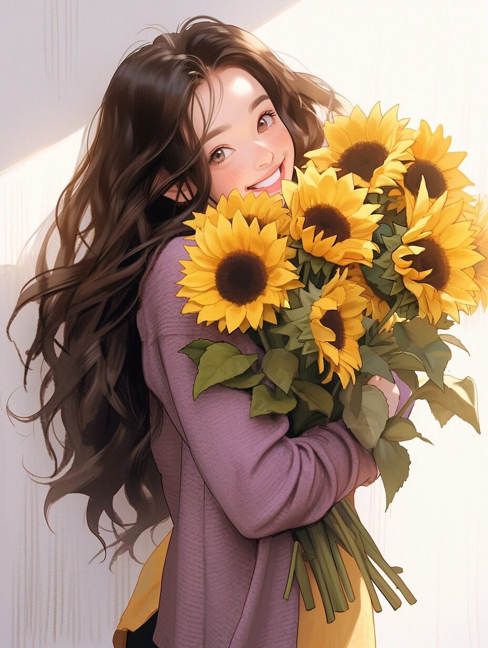 治愈系女生头像|97向日葵女孩|阳光正能量 7715 面向太阳 心纳