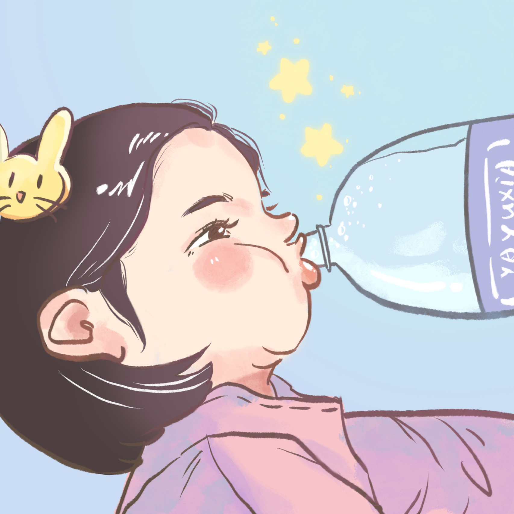 女孩子要多喝水procreate头像