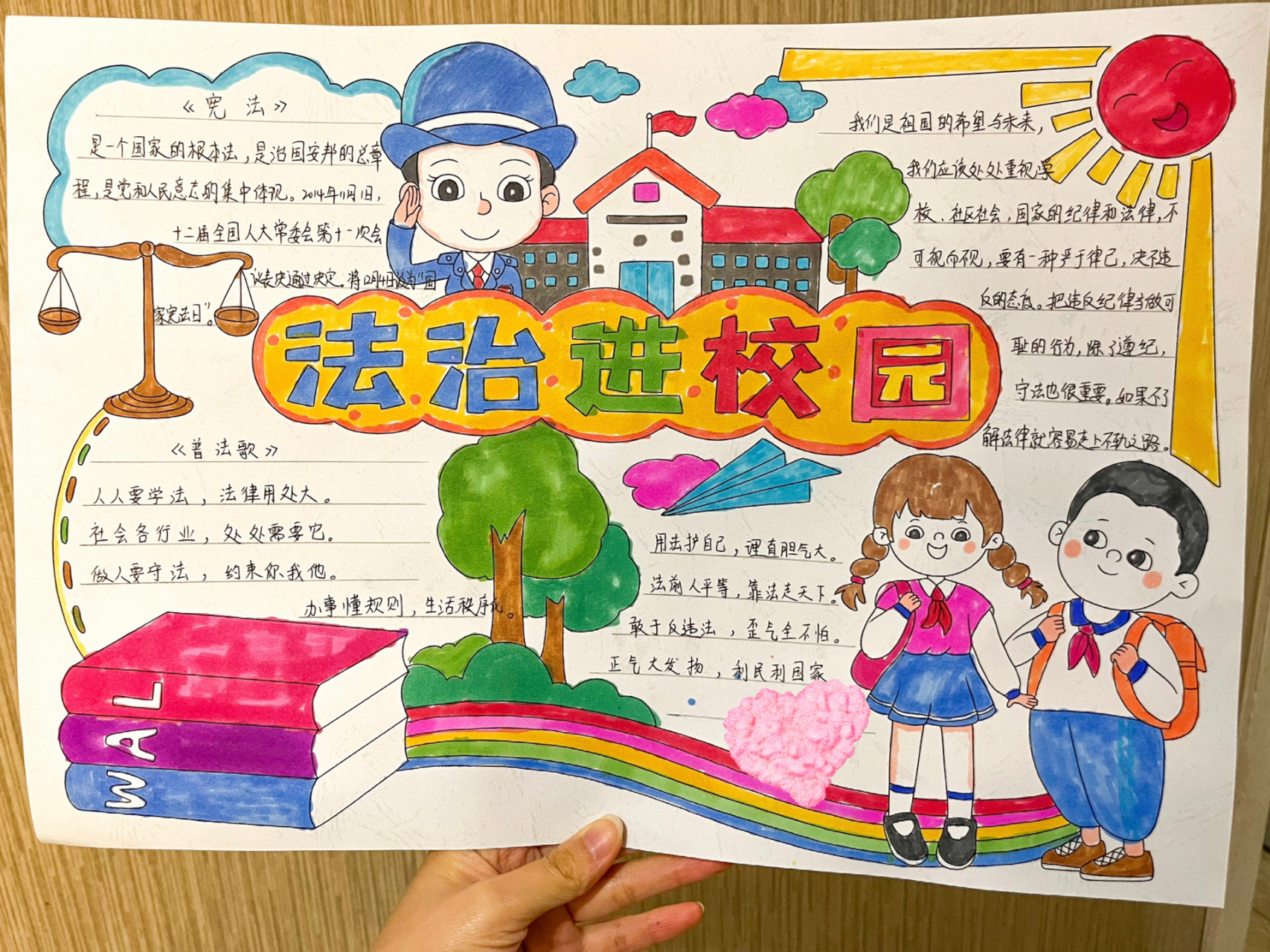 法制手抄报 "弘扬宪法精神,增强法制观念"系列手抄报 附线稿