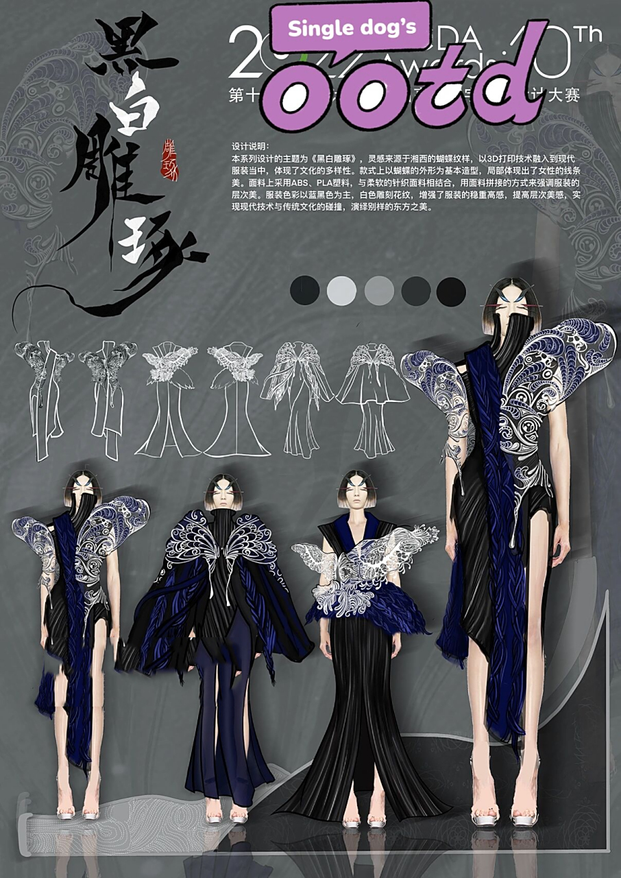 《黑白雕琢》全国高校数字艺术设计大赛作品 设计说明: 本系列设计的