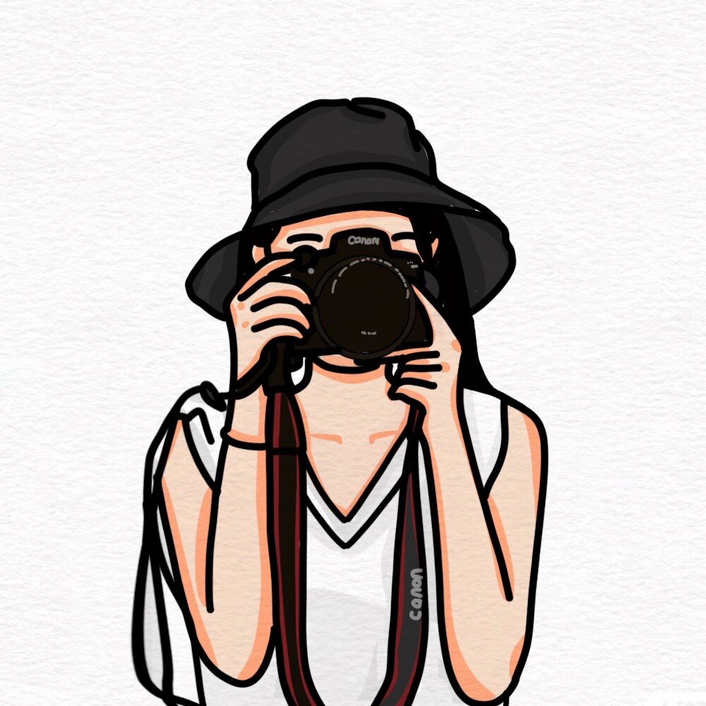 手绘相机摄影师卡通头像定制微信约稿情侣