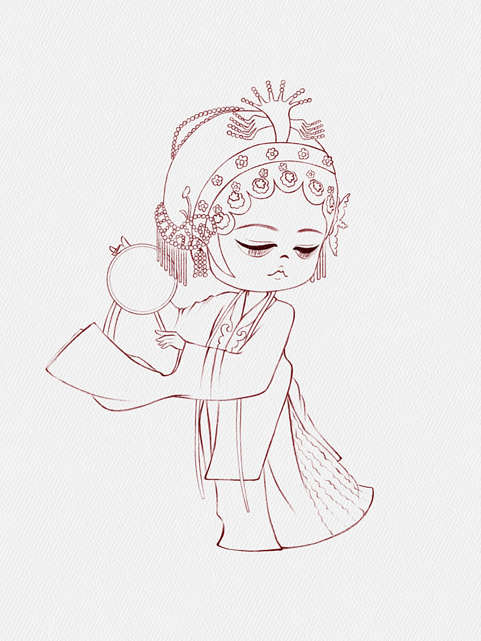 q版人物线稿图|戏曲(主页有上色图) 主页更多q版人物合集|古风人物