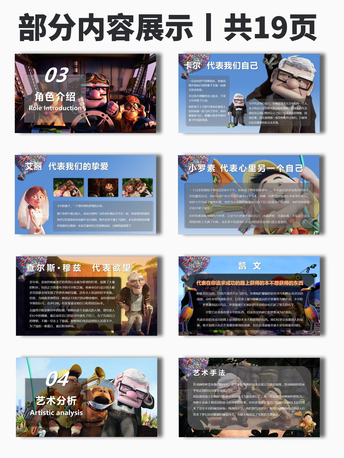 『飞屋环游记』动画电影ppt模板949494 个人原创ppt模板今天是