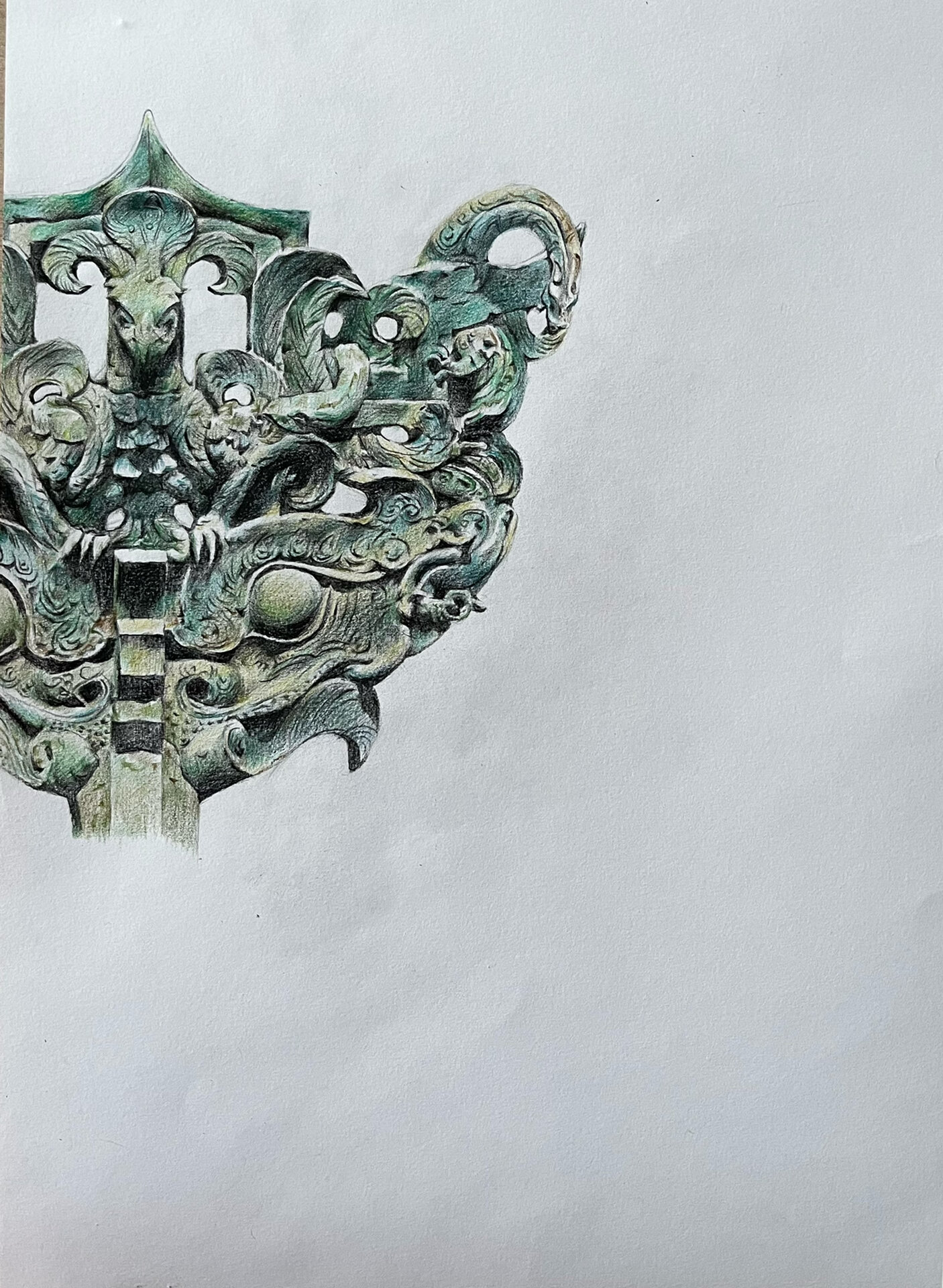 青铜铺首(门环)|精微素描 步骤 这个画起来要瞎眼的